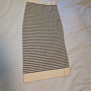 Miou Muse Chic Black and Cream Striped A-Line Skirt